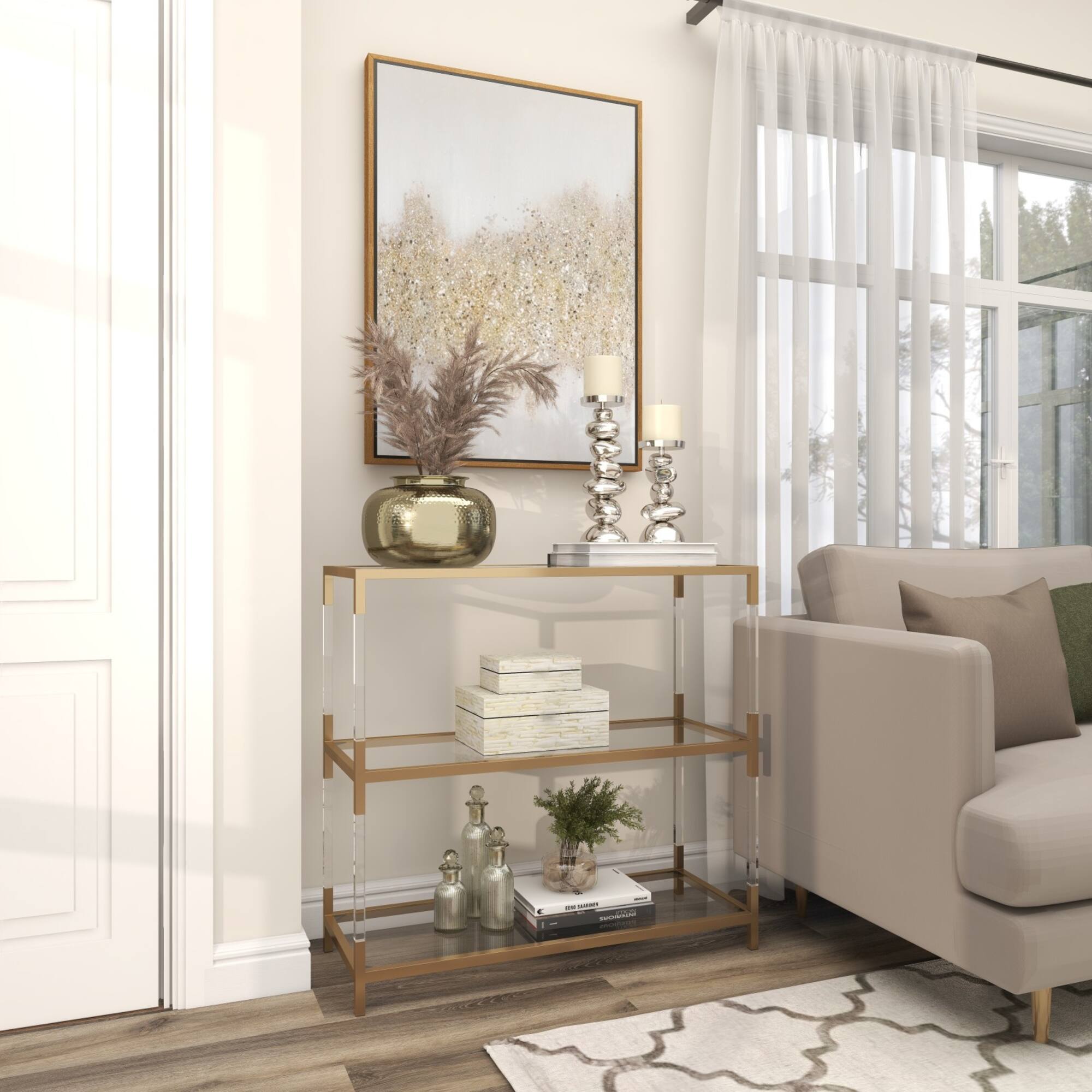 8" Gold Aluminum Brushed Vase with Hammered Top